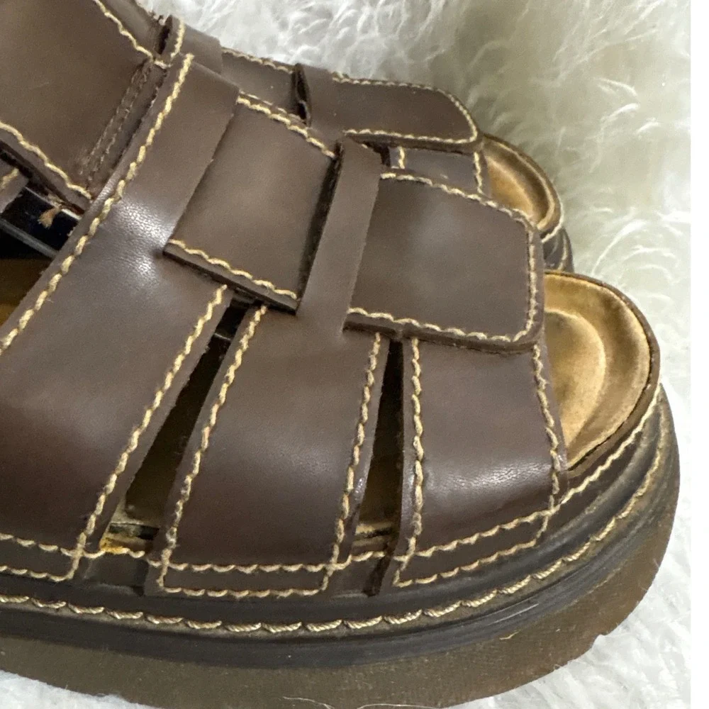 Faded Glory Mens Fisherman Sandals Brown Contrast Stitch  display picture 2